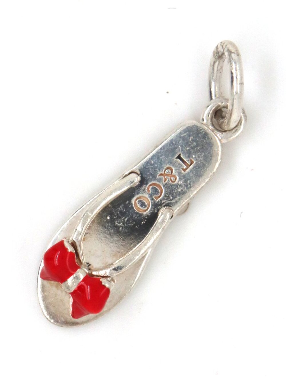 Tiffany & Co sandal flip flop shoe charm with red enamel